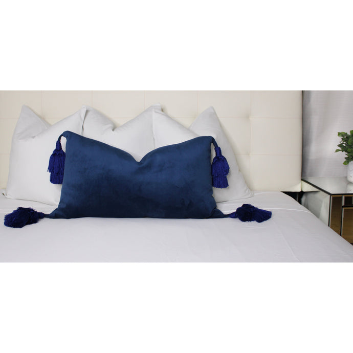  Blue Velvet With Tassels Throw Pillow Cover by Only Mels Designs sold by Only Mels Designs