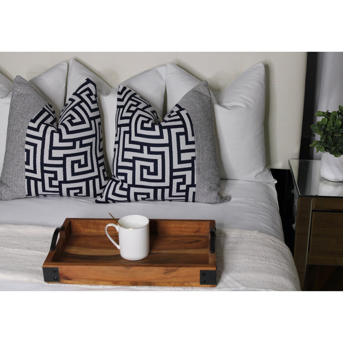  Blue And White Greek Key Outdoor/  Indoor Throw Pillow Cover by Only Mels Designs sold by Only Mels Designs