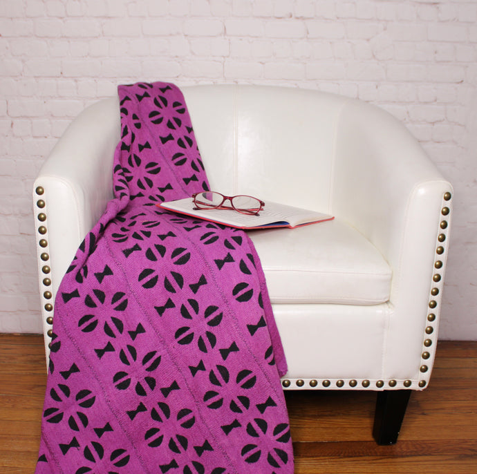  Purple And Black Mud Cloth Throw Blanket by Only Mels Designs sold by Only Mels Designs