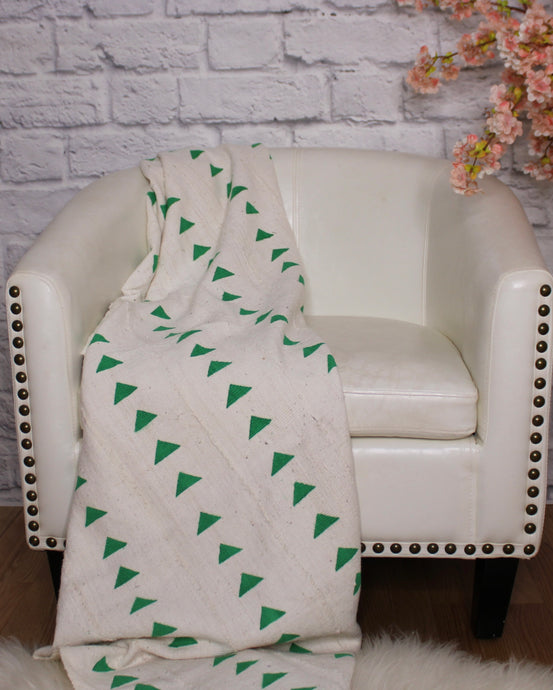  White w/ Green Arrows Mud Cloth Throw Blanket by Only Mels Designs sold by Only Mels Designs