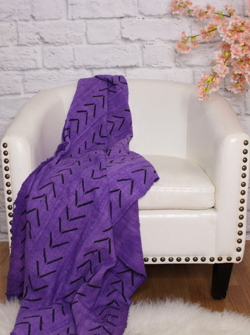  Purple And Black Mud Cloth Throw Blanket by Only Mels Designs sold by Only Mels Designs