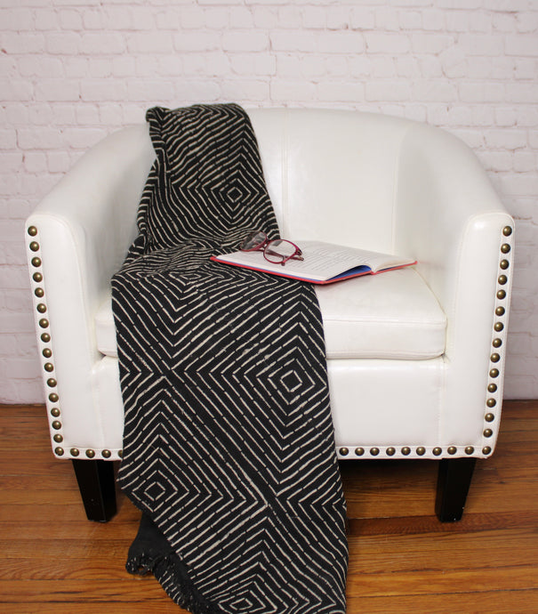  Black And White Mud Cloth Throw Blanket by Only Mels Designs sold by Only Mels Designs