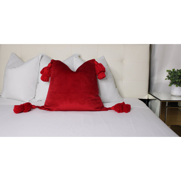  Red Velvet With Tassels Throw Pillow Cover by Only Mels Designs sold by Only Mels Designs