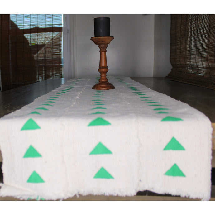  White With Green Arrows Mud Cloth Table Runner by Only Mels Designs sold by Only Mels Designs