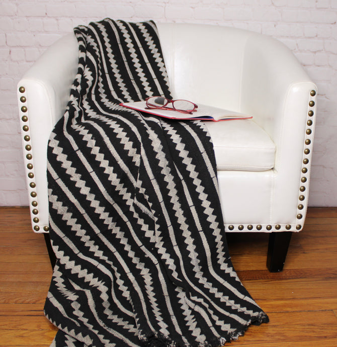  Black And White Mud Cloth Throw Blanket by Only Mels Designs sold by Only Mels Designs