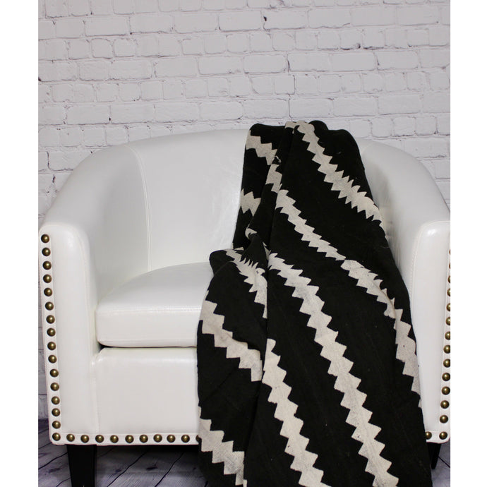  Mud Cloth Natural Black w/ Off White Throw Blanket by Only Mels Designs sold by Only Mels Designs