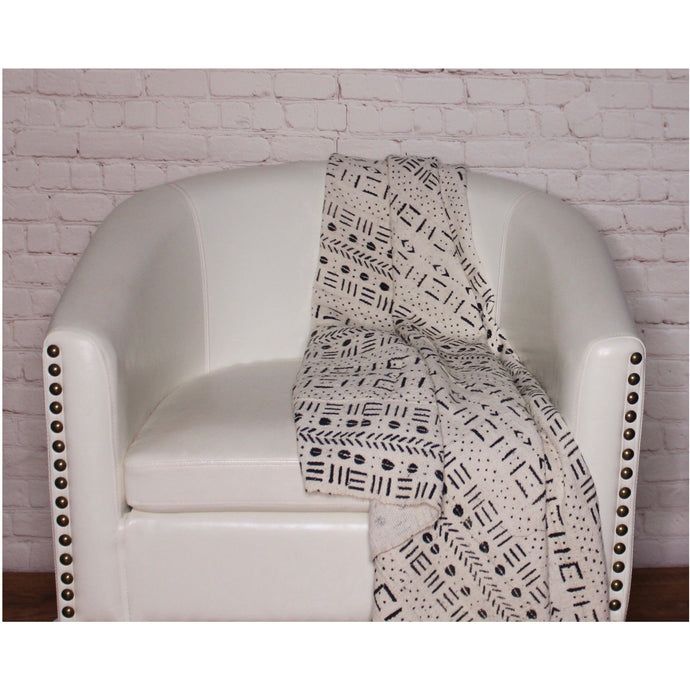  Off White And Black Mud Cloth Throw Blanket by Only Mels Designs sold by Only Mels Designs