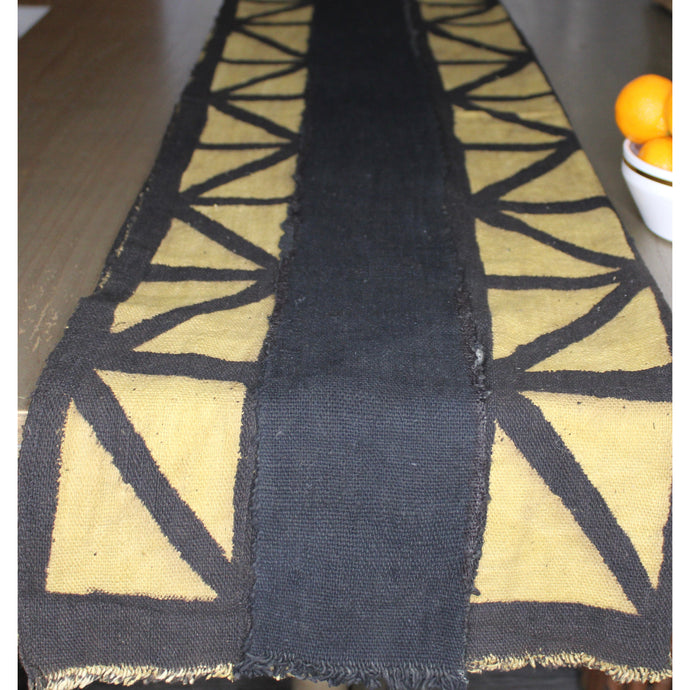  Mustard And Black Mud Cloth Table Runner by Only Mels Designs sold by Only Mels Designs