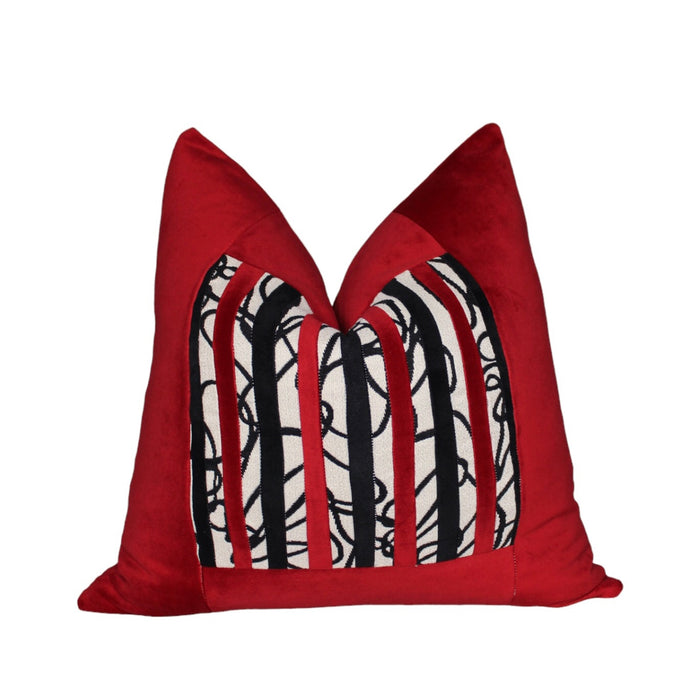  Red Velvet And Stripes Throw Pillow Cover by Only Mels Designs sold by Only Mels Designs