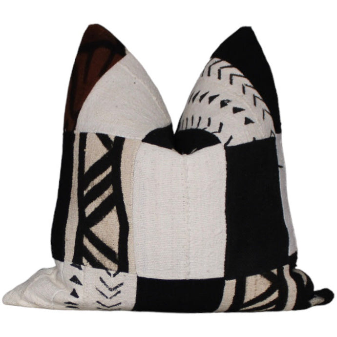  Black, White, And Brown Patchwork Mud Cloth Throw Pillow Cover by Only Mels Designs sold by Only Mels Designs