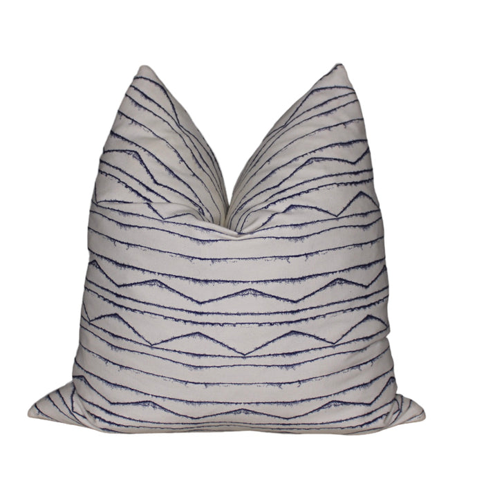  White W/ Navy Blue Lines Designer Print Throw Pillow Cover by Only Mels Designs sold by Only Mels Designs