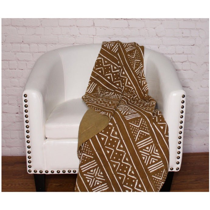  Rust And White Mud Cloth Throw Blanket by Only Mels Designs sold by Only Mels Designs