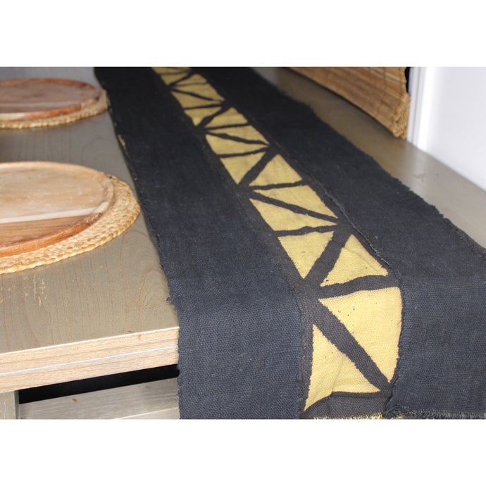  Black And Mustard Mud Cloth Table Runner by Only Mels Designs sold by Only Mels Designs