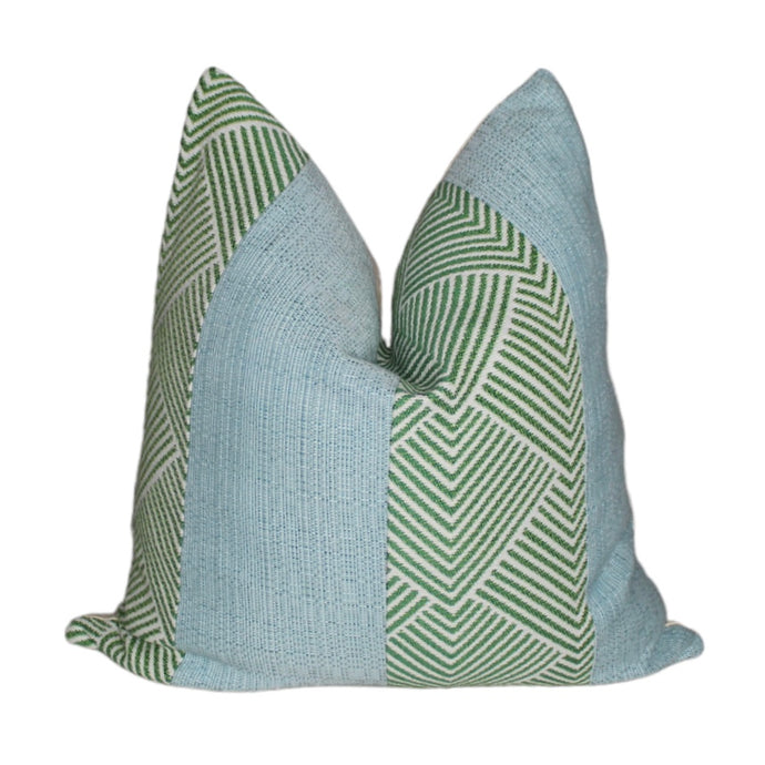  Green/ Cream and Sky Blue Outdoor/ Indoor Throw Pillow Cover by Only Mels Designs sold by Only Mels Designs